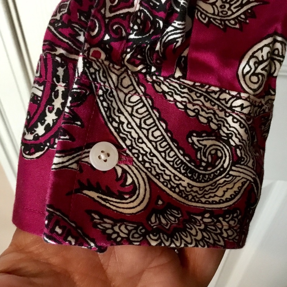 Talbots Haberdashery Pink Paisley Blouse - 12 - Picture 4 of 6